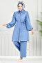 Stone Detailed Hijab Suit 8250Svl982-M Light Indigo - 2