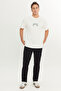 100% Cotton Relaxed Fit Wide Cut Crew Neck Off White Big Logo T-Shirt - 3