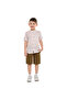 Boys Short Sleeves Mandarin Collar Stripes Shirt & Shorts Set
