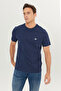 Regular Fit Regular Cut Crew Neck Cotton Navy Blue T-Shirt - 4