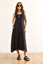 Women's Black Strap Midi Cotton Bell Dress Elb-19002444 - 2