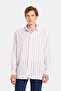 Relax Fit Oversize Flowy Relaxed Cut Striped Linen Sports Men's Shirt - 4