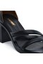 59245 Black Genuine Leather Heeled Women's Sandals - 5