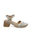 59244 Beige Genuine Leather Heeled Women's Sandals