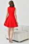 Women's Lined Double Breasted Collar Button Design Sleeveless Mini Red Flared Dress 9347 - 3