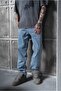Washed Blue Baggy Pants - 4