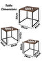 3 Pcs Square Nesting Coffee Tables Set Stackable Side Tea Accent Tables End Table Bedside Home Desk - 7