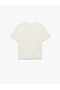 Cotton Teddy Bear Embroidery Detailed Short Sleeve Crew Neck T-Shirt - 2