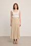 Buckle Pilica Long Skirt - Beige - 3