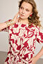 Tie-Up Patterned Linen Blouse - Claret Red - 5