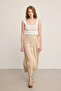 Buckle Pilica Long Skirt - Beige