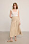 Buckle Pilica Long Skirt - Beige - 4