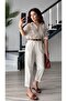 White Belted Linen Carrot Trousers - 5