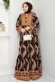Shaped Spiral Pattern Viscose Dress Bitter Brown