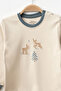 Baby Boy Animal Patterned Sweatshirt Pants T-Shirt 3-Piece Bottom Top Baby Set 3 Months-36 Months - 3