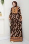 Shaped Spiral Pattern Viscose Dress Bitter Brown - 3