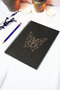 A5 Butterfly Pattern Black Kraft Cover Unlined Notebook - 60 Sheets (120 Pages) 15X21 cm - School Notebook