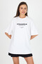 White Text Printed Crew Neck Oversize T-Shirt 6056 - 2