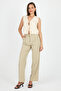 Natural Linen Look 100% Cotton Tie Detailed Vest 3853 - 2