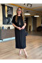Women's Short Sleeve Crew Neck Shoulder Button Long Viscose Two Thread Dress - 4