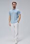 Moon Cover Men's Standard Fit Waffle Fabric Polo Neck T-Shirt – Light Blue - 2