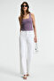 Sanuki Women's Slim Short Hollow Collar Purple Blouse - 4
