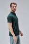 Moon Cover Men's Standard Fit Waffle Fabric Polo Neck T-Shirt – Dark Green - 2