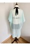 Women's Water Green Turquoise Thin Cotton Front Tie Pareo - 4