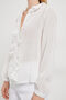 Textured V-Neck Blouse with Ruffles on the Front - 4