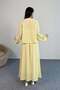 Tie Detail Jacket and Long Skirt Two Piece Set 8842 - Yellow - 6