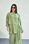 Lacing Detailed Shirt and Wide Leg Pants Double Set 2519 - Green - 7