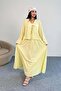 Tie Detail Jacket and Long Skirt Two Piece Set 8842 - Yellow - 5