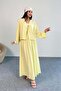 Tie Detail Jacket and Long Skirt Two Piece Set 8842 - Yellow - 7