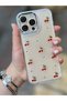 iPhone 16 Pro Max Compatible Shining Case with Gold Detail and 3D Cherry - 3