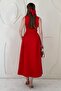 Red Halter Neck Flared Dress - 2