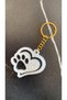 Double Heart Paw Shaped Pearlescent White Colored Gold Accessory Epoxy Keychain Handmade Gift - 4