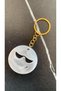 Carefree Face Emoji Shaped Pearlescent White Colored Gold Accessory Epoxy Keychain Handmade - 8