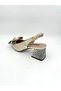 Women's Heeled (Studded) Shoes Genuine Gold Leather. Snake Print - 4