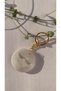 Carefree Face Emoji Shaped Pearlescent White Colored Gold Accessory Epoxy Keychain Handmade - 5