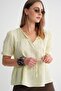 4715 Women's Tie Collar Short Sleeve Muslin Blouse Yellow - 5