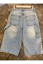 Unisex Palaska Back Side Pocket Detail Hammer Model Bermuda Knee Length Retro Capri - 2