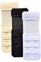 Women's Bra Hook Extender With Elastic 2-Hook, Black, White Beige Pack of 3, One Size