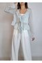 Women's Blue Volanli V-Necklace Lace Shirt Yy101239 - 5