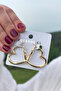 Gold heart women's earrings - 3
