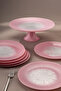 Pastel 7 Piece Glass Cake / Dessert Set Pink - 4
