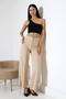 Women's High Waist Lycra Fabric Pleated Palazzo Pants - 8