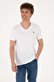 Men's Slim Fit V-Neck White Basic T-Shirt 50297985-Vr013