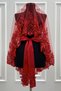 Red Vip Bridal Veil Set, Flower Laced Glass Bead Pearl Stitched Henna Veil Cover Set 6 Pieces - 6