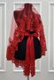 Red Vip Bridal Veil Set, Flower Laced Glass Bead Pearl Stitched Henna Veil Cover Set 6 Pieces - 4