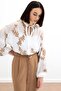 Embroidered Chiffon Shirt - Camel - 5